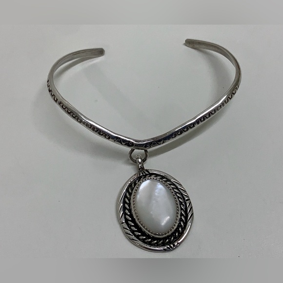 Victorian Era Antique Sterling Silver Bracelet w/ Moonstone Pendant - Picture 6 of 16